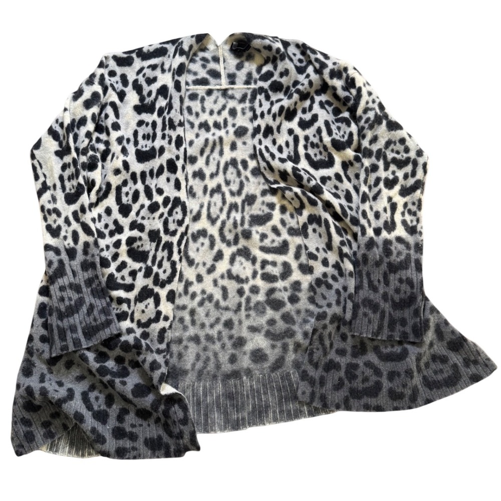 360 Cashmere Leopard Print Cardigan Open Front Lightweight XS